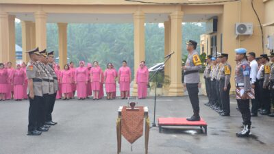 Apel Sertijab Wakapolres Dan Kapolsek Sungai Kanan Polres Labusel , Kapolres : Maksimalkan Pelayanan Kepada Masyarakat