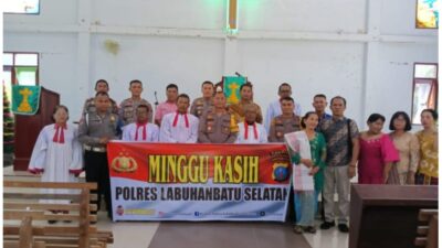 Kapolres Labusel Minggu Kasih di Gereja HKBP Pardomuan