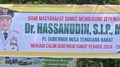 Spanduk Dukungan Mantan Pangdam I/BB Hassanudin, Maju Calon Gubernur Sumut Bertebaran