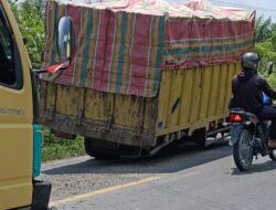 Mobil Truck Patah As dan Roda Lepas, Diduga Penyebab Laka Bruntun di Labuhanbatu