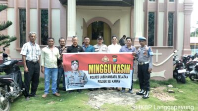 Hangat dan Penuh Kepedulian,Polsek Sungai Kanan Ajak Jemaat HKBP Langgapayung Wujudkan Keamanan dan Ketertiban